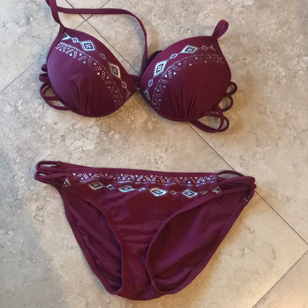 Maroon bathing suit